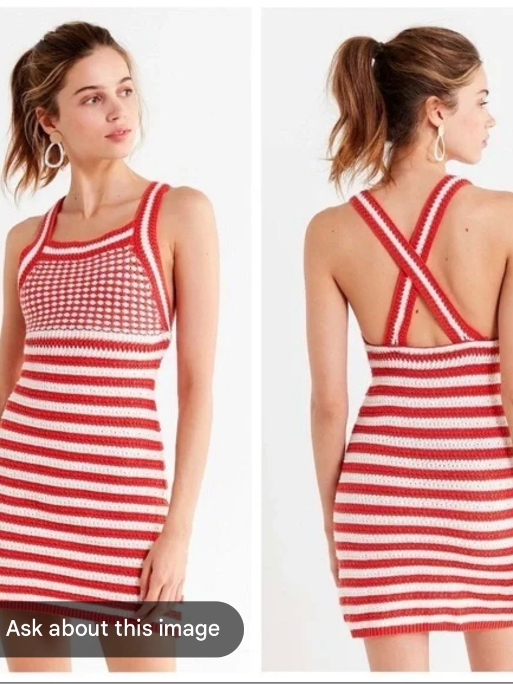 Urban Outfitters Maura Striped Crochet Mini Dress